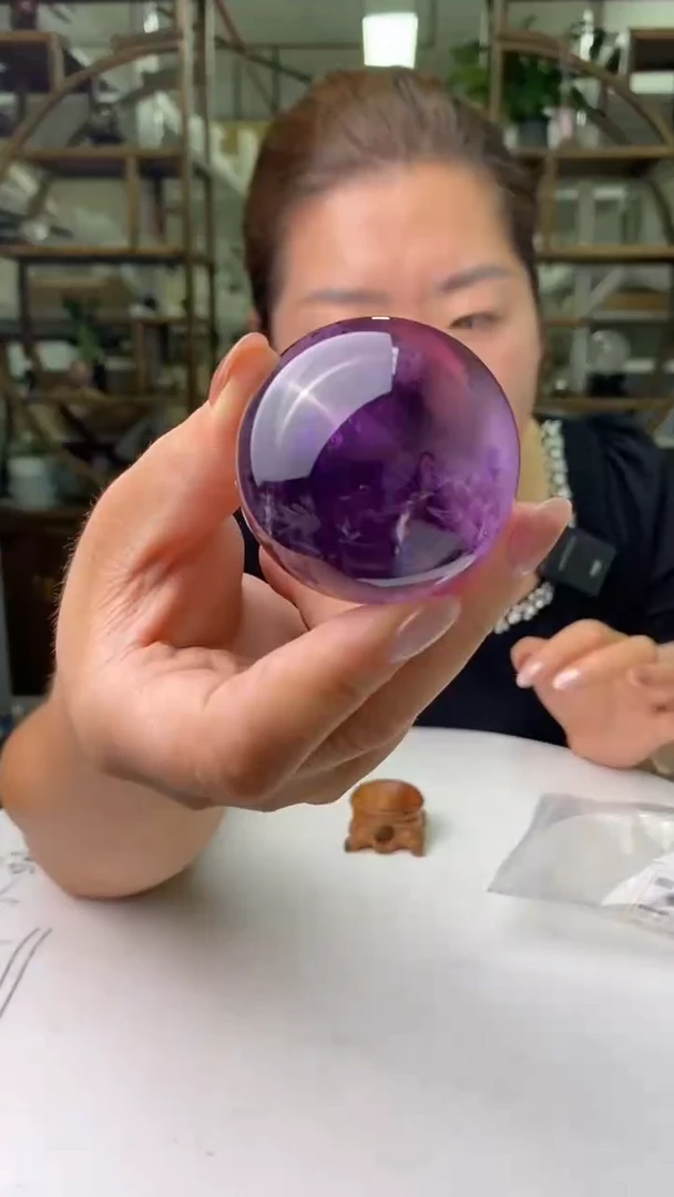 水晶珠宝半成品未镶嵌高品紫水晶球D600