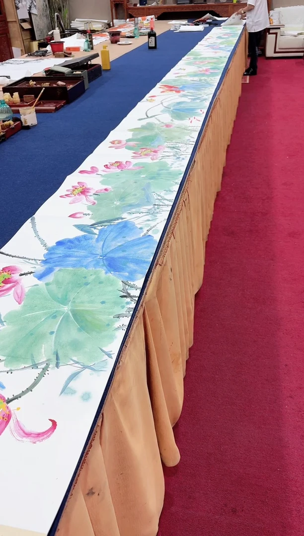 书法蒙 宋秋宜 荷花 国画  红木册页 证书锦盒