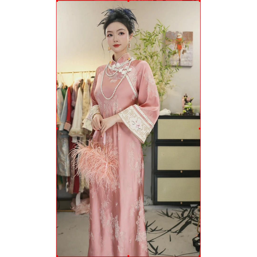 夏维莲2025春季新款日常中国风时尚气质新中式长款连衣裙（2553）