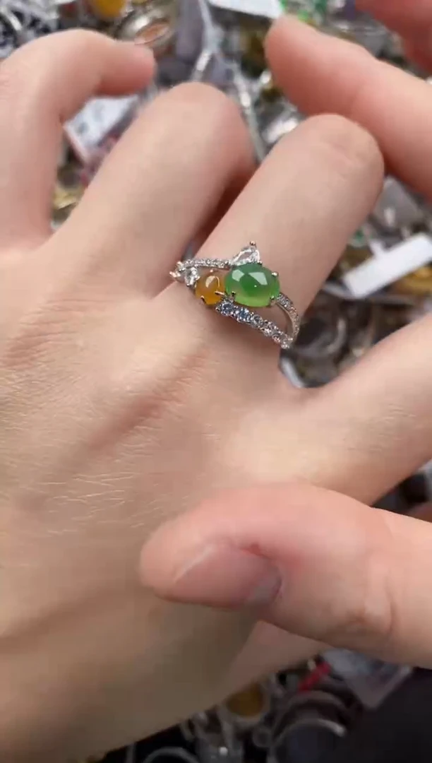 银S925镶嵌戒指翡翠111   2