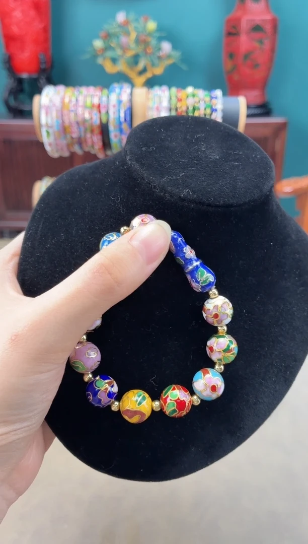 非遗 景泰蓝手串 1.2 多宝福豆