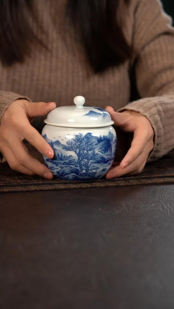 【闪购商品】杯973号HLX陶瓷山水茶叶罐