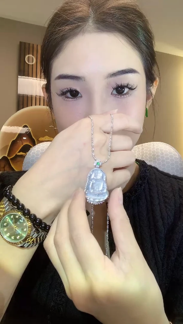 吊坠(不含链)18K金镶嵌翡翠A29