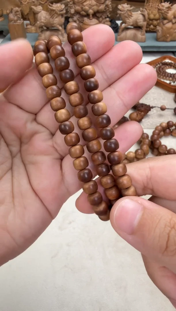 檀香木手串/手链6X7横纹沉水108颗 印度老山檀香
