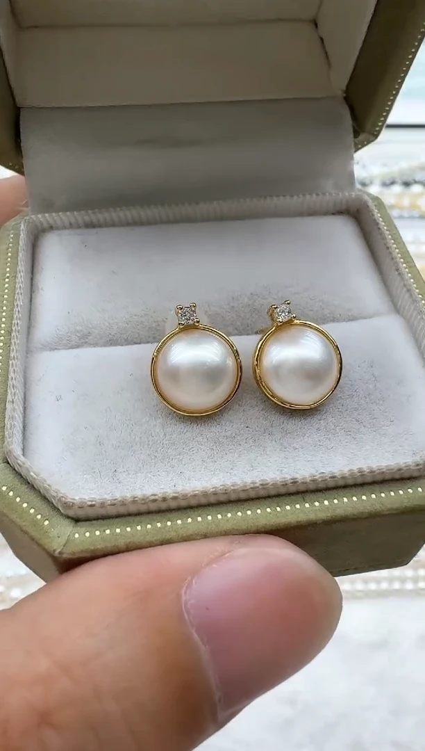 【闪购商品】拼合珍珠（马贝珠）耳饰银S925镶嵌非基地发货不带证书