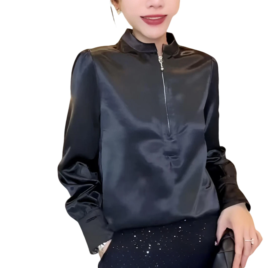 2109#春季新款新中式女士时尚潮流气质百搭立领简约衬衫纯色长袖