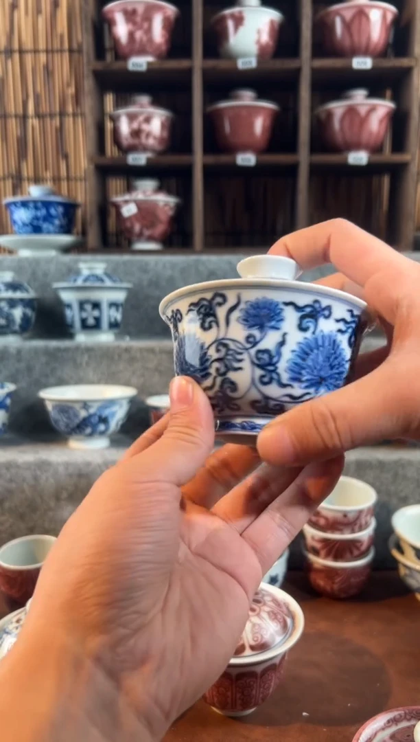 【闪购商品】086天禄言瓷金刚莲盖碗