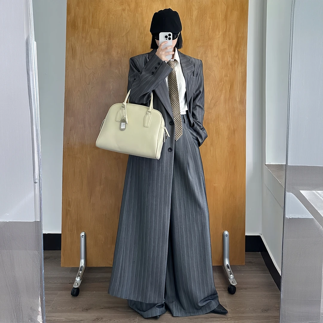 高级感百搭通勤长款西服外套秋季新款复古新款时尚洋气百搭女装