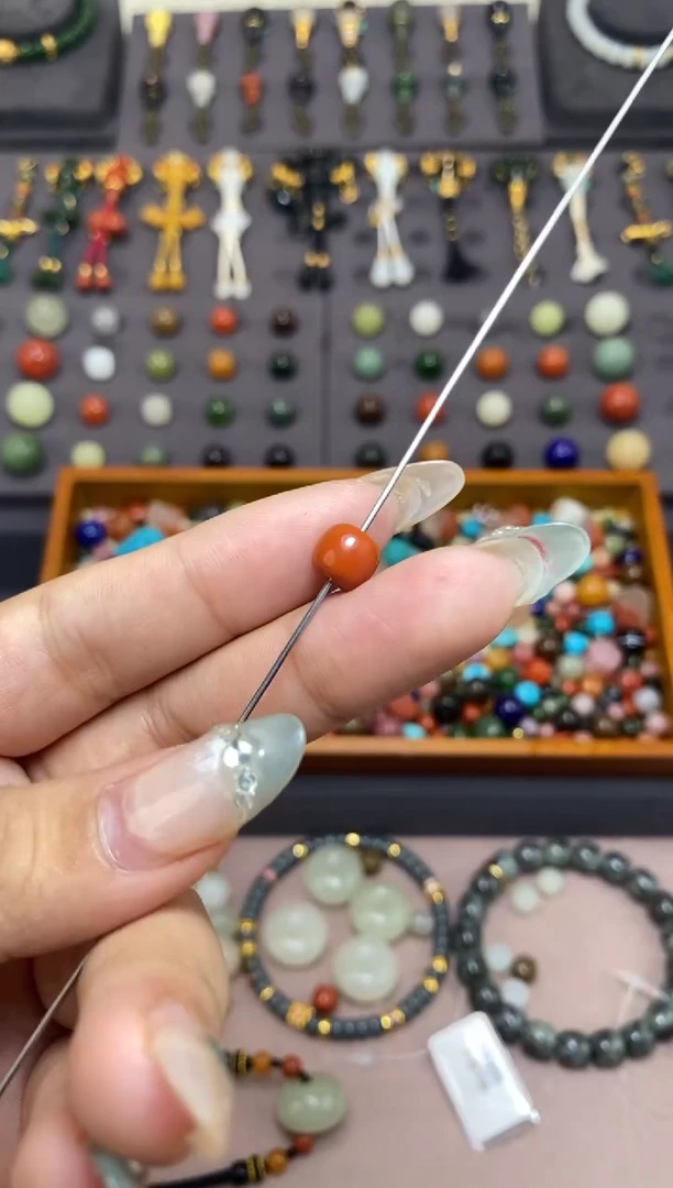 未镶嵌车挂玛瑙/玉髓单珠