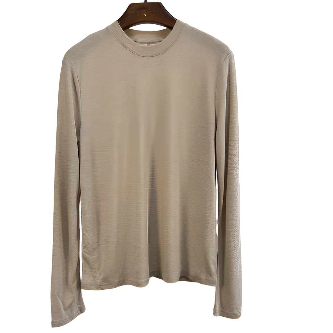 既是/JISHI女装极简纯色秋季新款【百搭套头圆领长袖】打底衫内搭