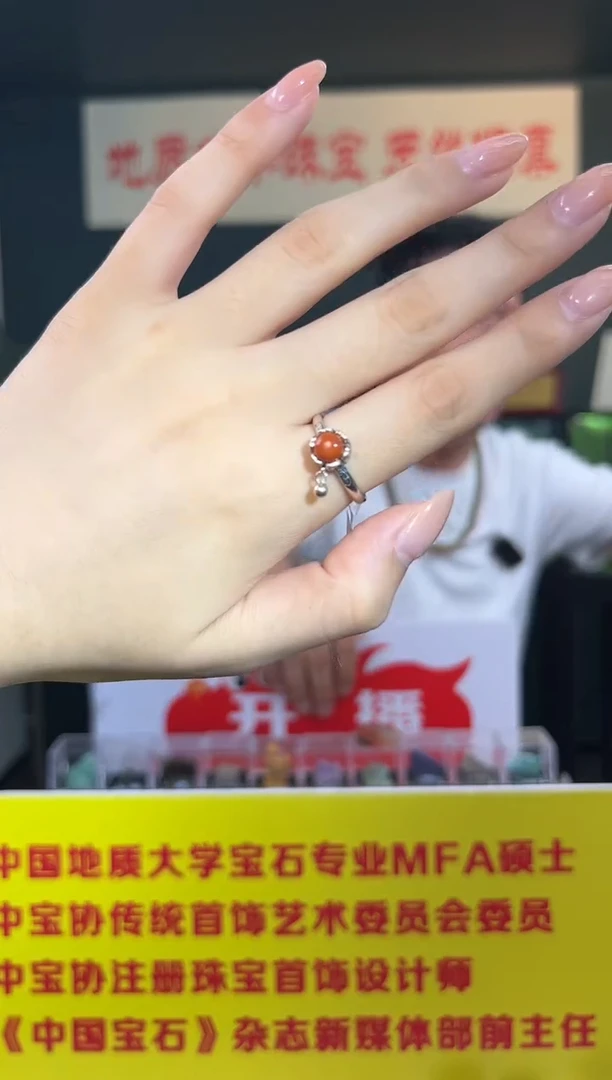 南红玛瑙银S925镶嵌戒指南红玛瑙转经筒戒指S925银