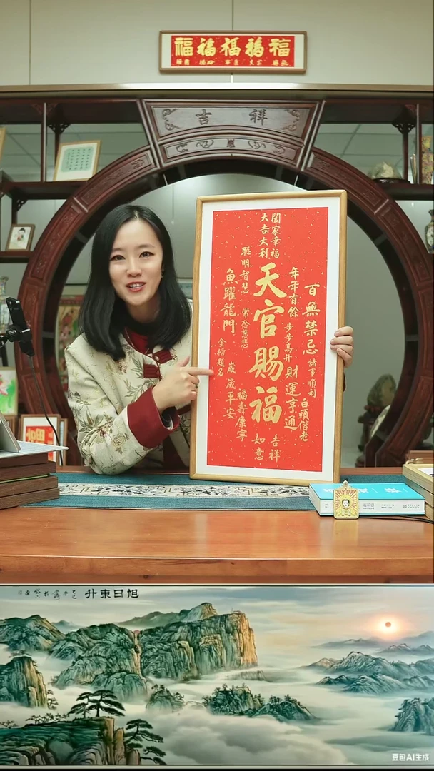 书法天官赐福～35/67厘米带框