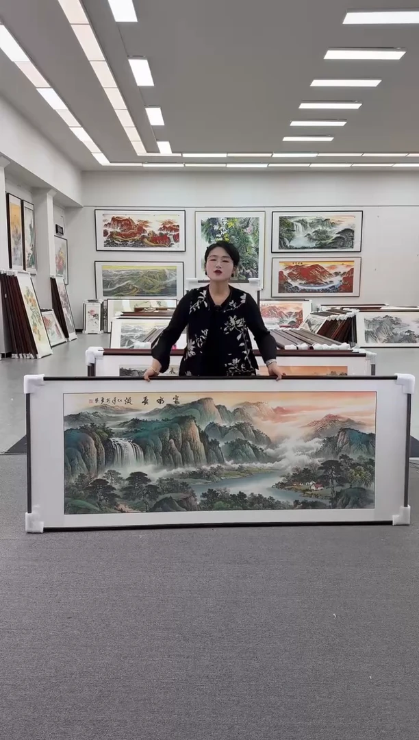 国画手绘219*88富水长流