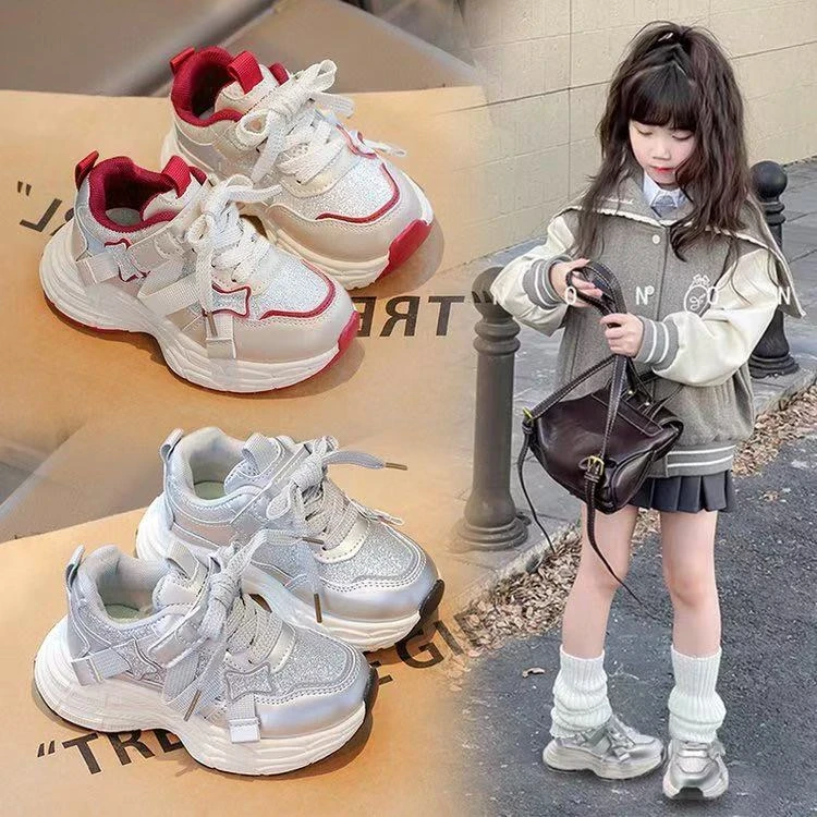 女童鞋运动鞋2025春秋季百搭软底休闲儿童时尚女孩中大童老爹鞋