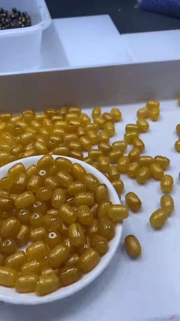 未镶嵌颈饰玛瑙/玉髓X13-鸡油黄色桶珠14*10mm*3颗
