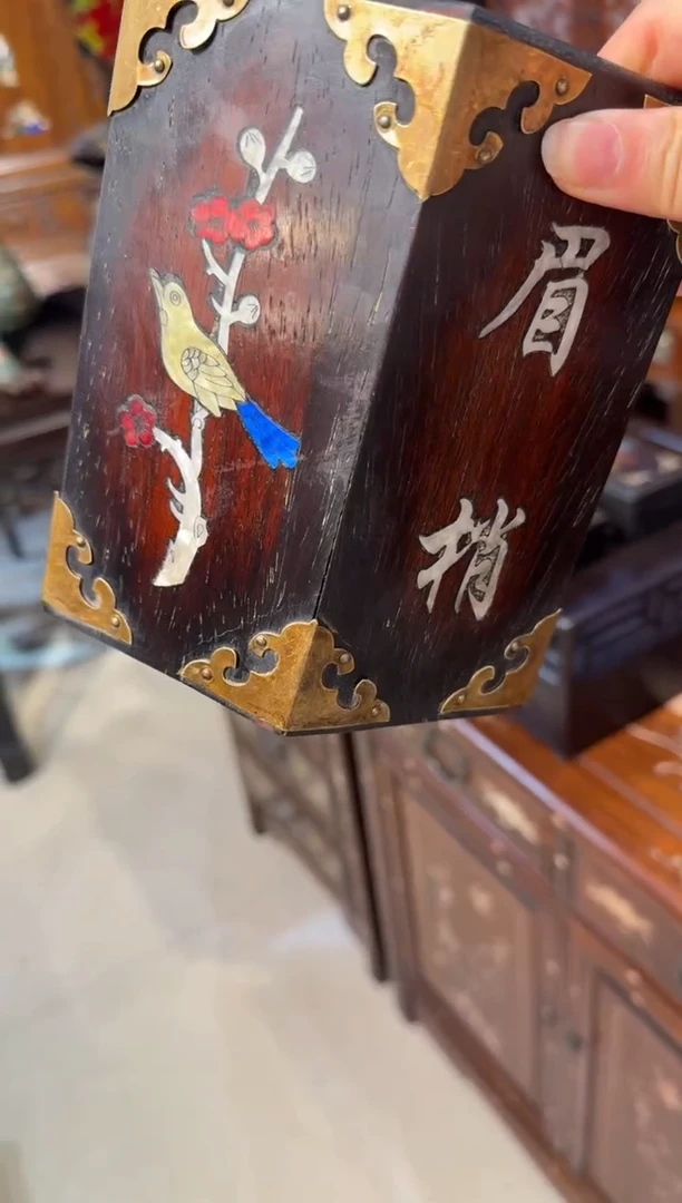 木紫檀喜上眉梢笔筒180.88888