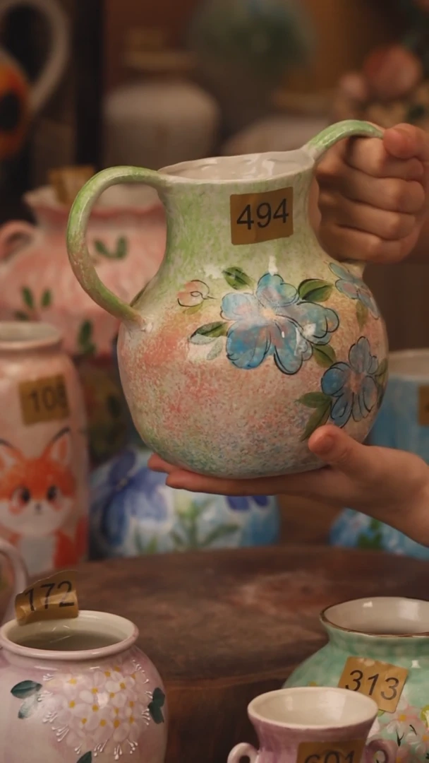 陶瓷494景德镇设计师手作花器摆件侘寂风