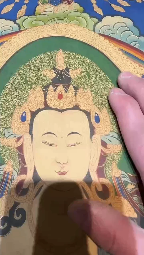卷轴画【主播精品】高端卷轴画——唐卡025四臂观音