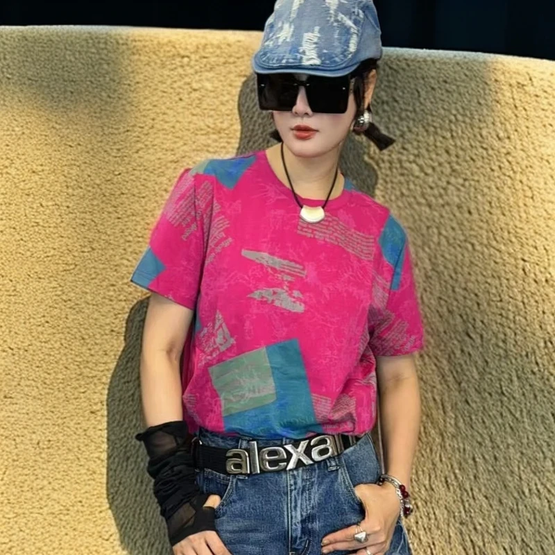 仙姐姐小众时尚拼色夏季T恤