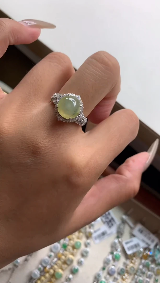 吊坠(不含链)银S925镶嵌翡翠戒指