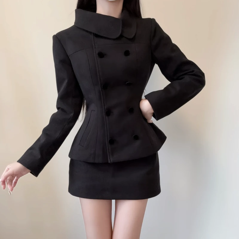 iqcq富家千金风套装秋冬财阀小香风立领设计气质显瘦毛呢加厚外套
