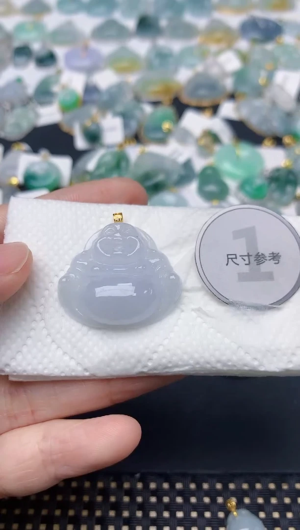 颈饰18K金镶嵌翡翠天然缅甸A货翡翠