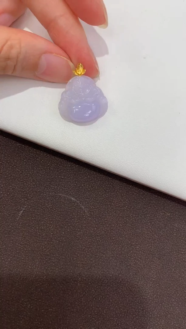翡翠18K金镶嵌颈饰天然缅甸a货翡翠