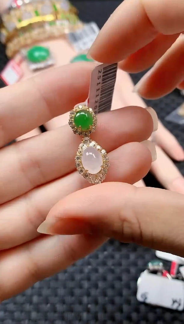 银S925镶嵌戒指翡翠天然A货缅甸翡翠