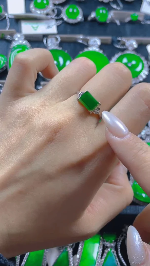 银S925镶嵌戒指翡翠11