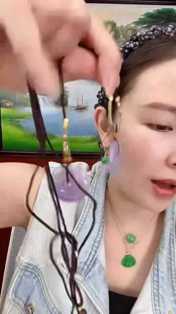 翡翠未镶嵌吊坠(赠链)X32紫翡大扣子