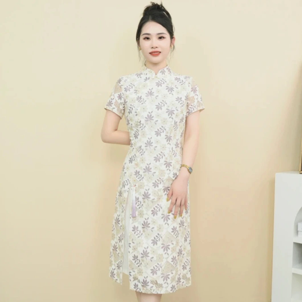 BQ7355-C公主轻奢小众收腰中长款连衣裙显瘦气质小个子时尚夏季