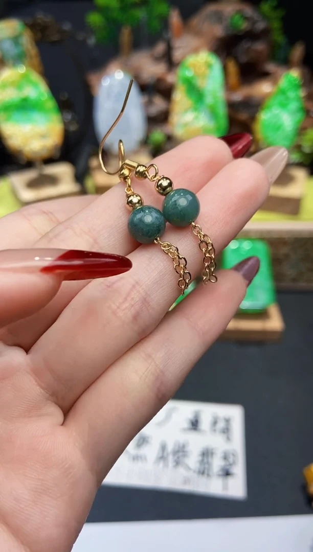 【闪购商品】翡翠耳饰银S925镶嵌翡翠A货