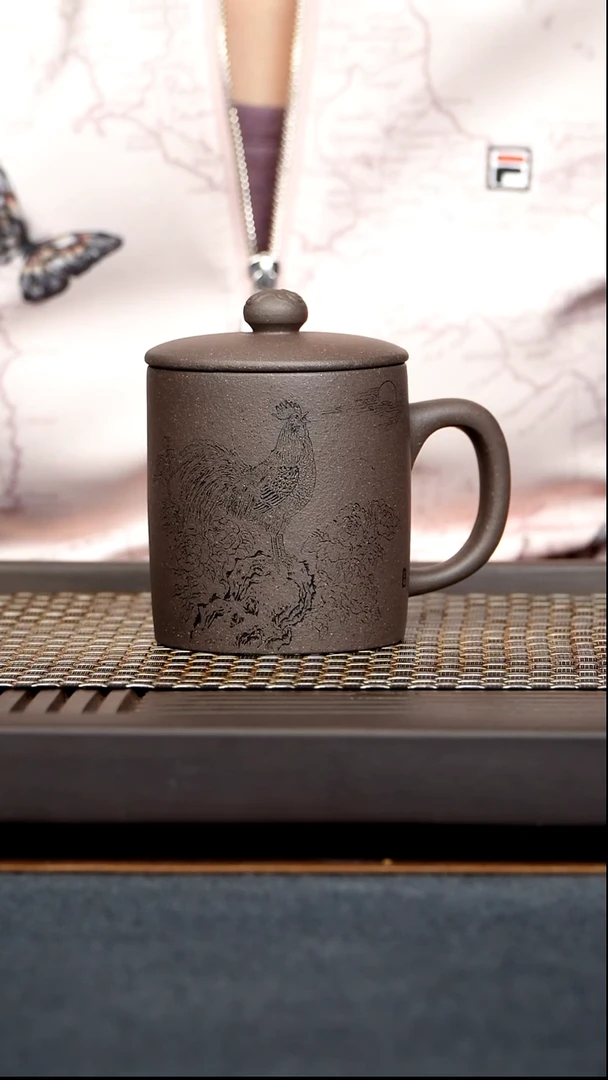 茶杯紫砂盖杯原矿零添加紫泥320毫升