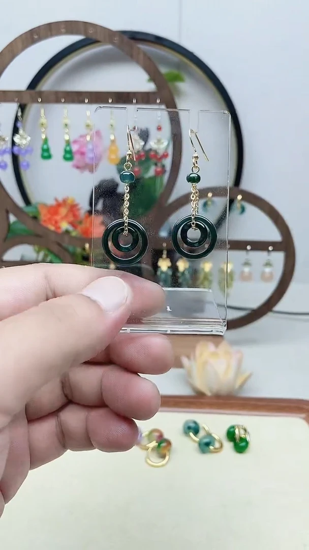 银S925镶嵌翡翠耳饰150号