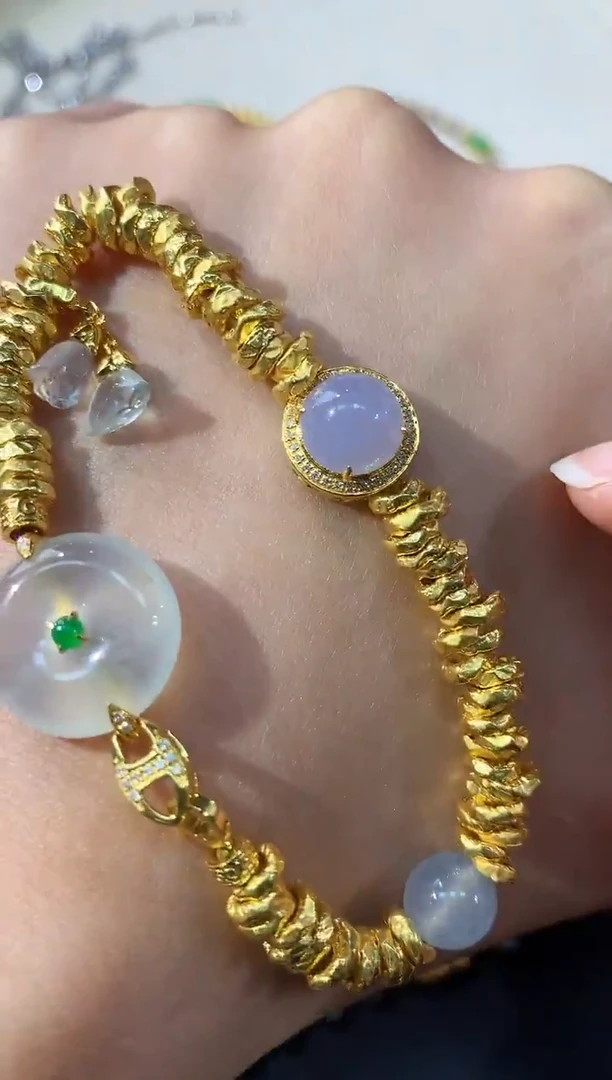 足金镶嵌手链翡翠A106|25000