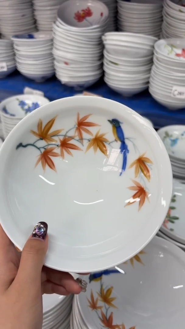 瓷片景德镇陶瓷食品级手绘釉中彩-大斗笠碗