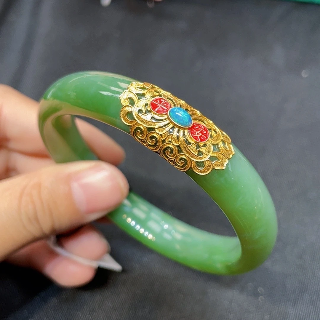 201丨18K金和田玉手镯圈口57-58丨多样性发一