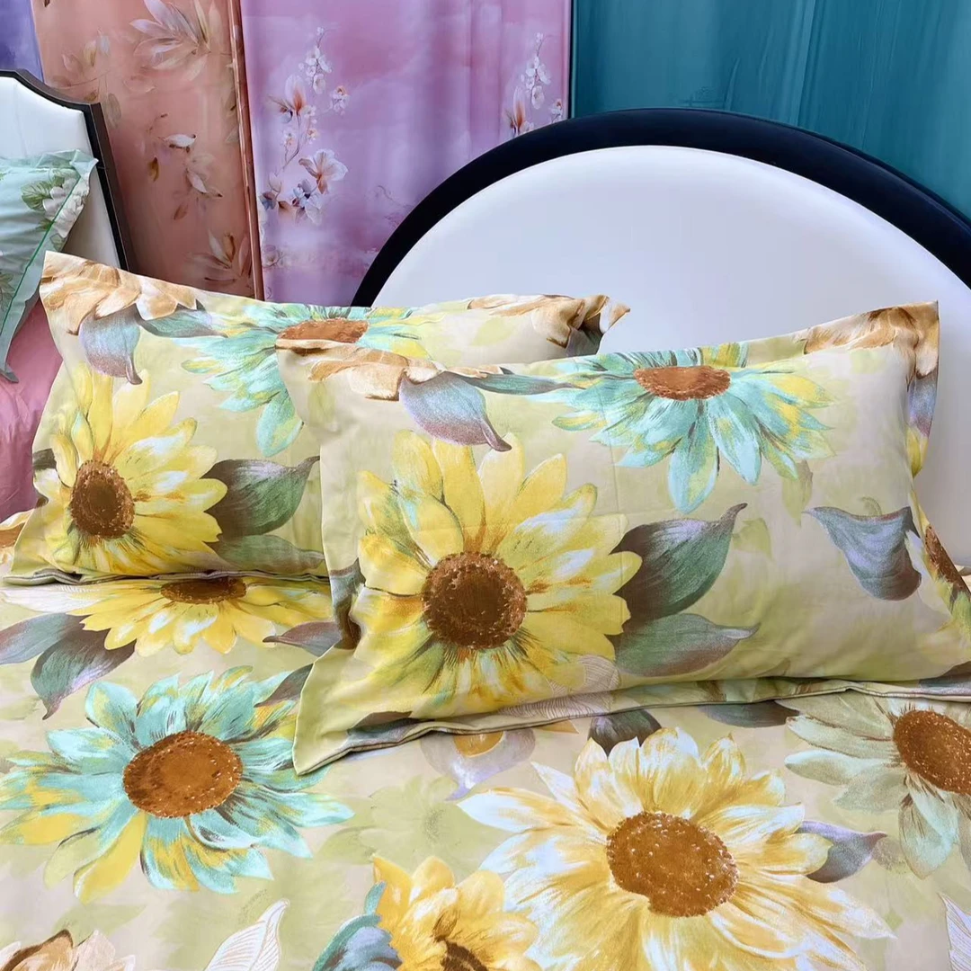 【向日葵】粗布枕套一对密实贴身透气