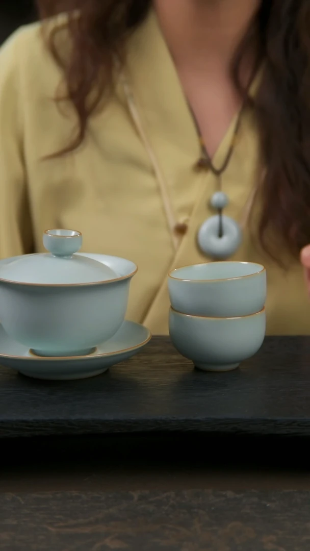 【闪购商品】杯随缘温文茶组，三件套默认开片
