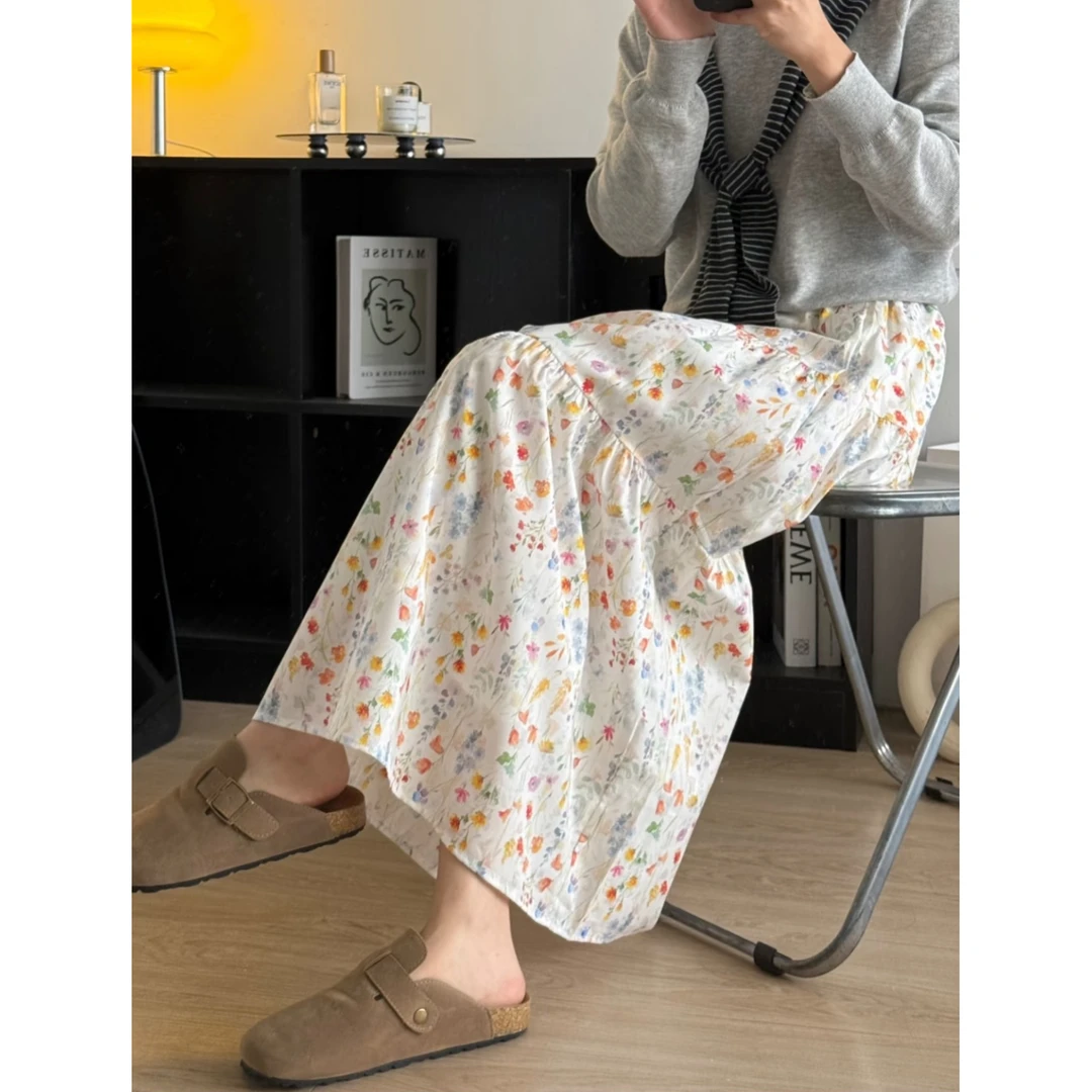 春夏新款韩系碎花松紧腰A字半身裙梨形身材显瘦遮胯气质中长裙