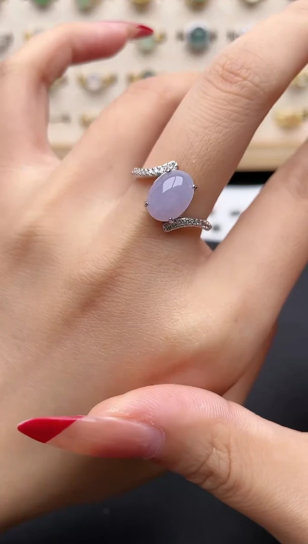 【闪购商品】翡翠戒指银S925镶嵌一物一证一礼盒