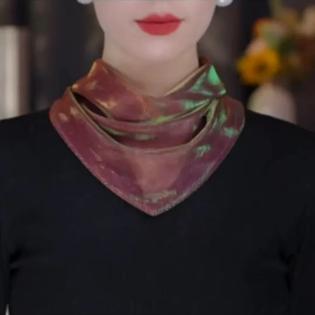 炫彩（贝珠款）三角巾新款护颈洋气出游头巾装饰围巾春秋气质丝巾
