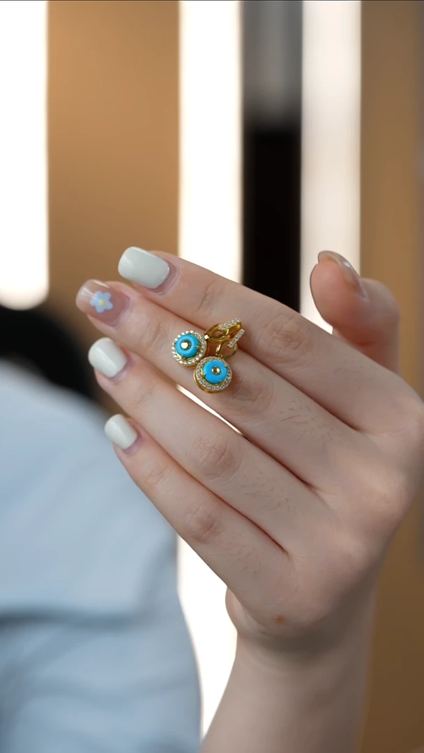 银S925镶嵌绿松石耳饰秒拍号27