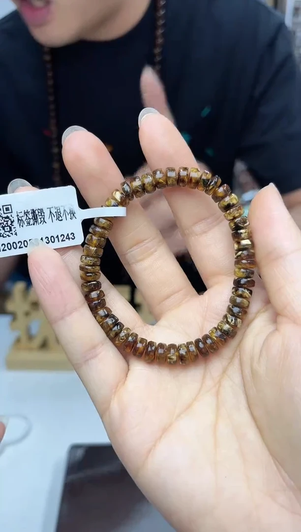 未镶嵌琥珀裸石抚顺琥珀花珀精工手串7+