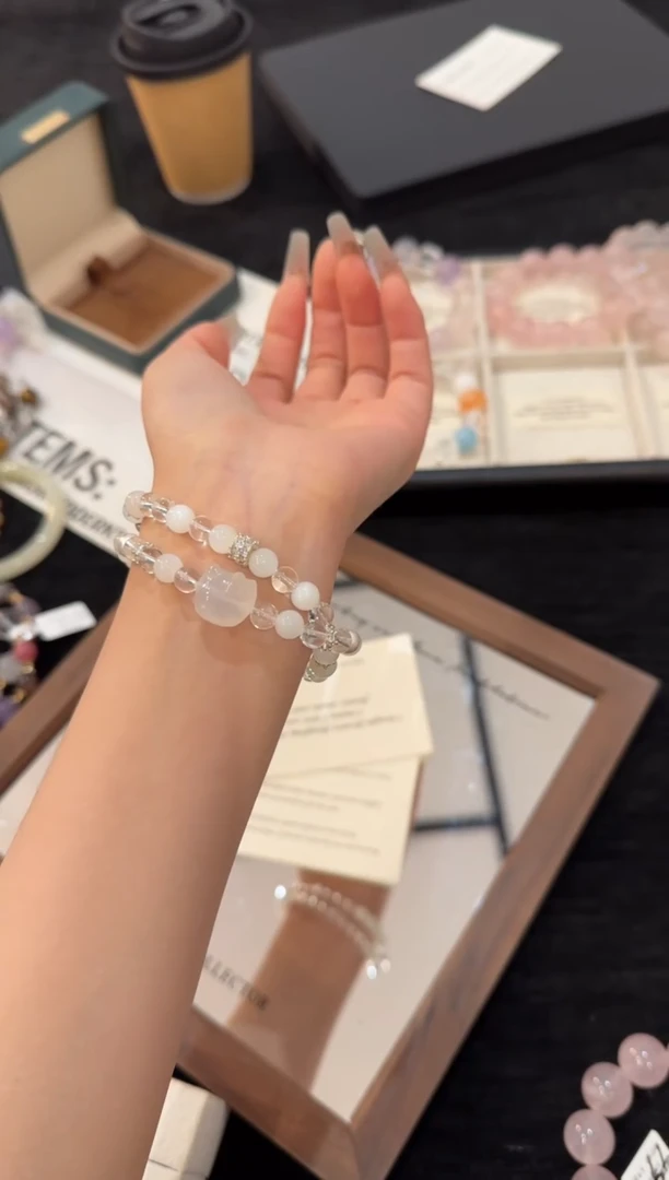 合金手链水晶Kitty白水晶双圈x2260