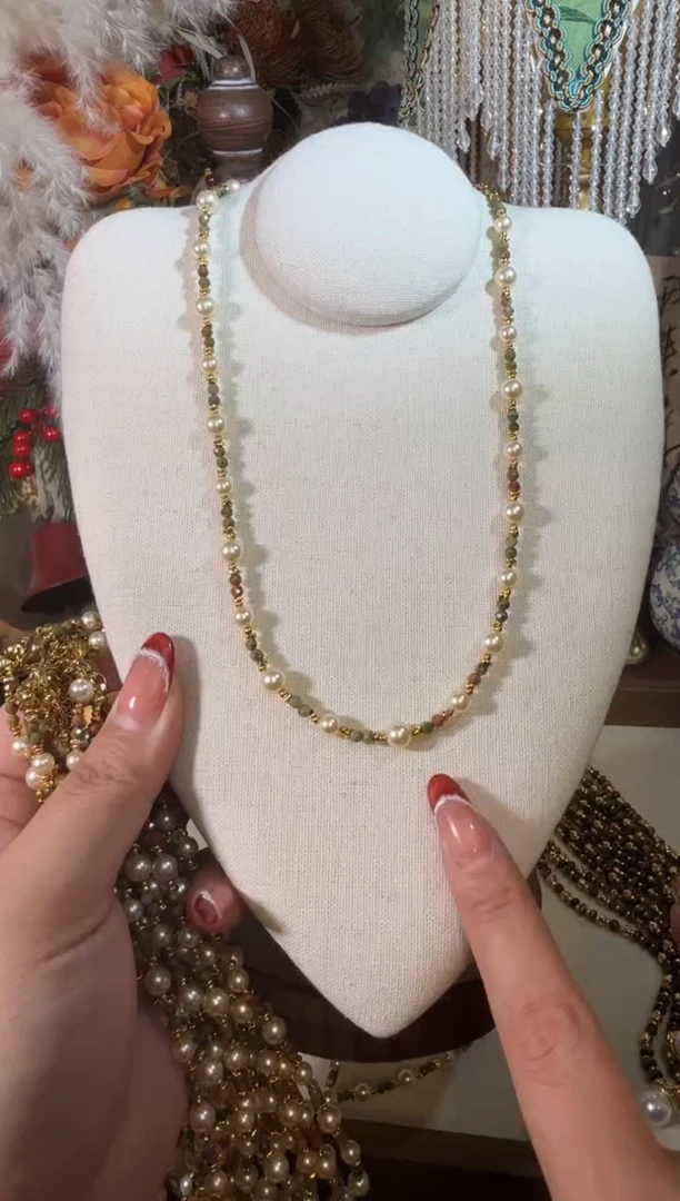 未镶嵌贝壳草绿珠珠052