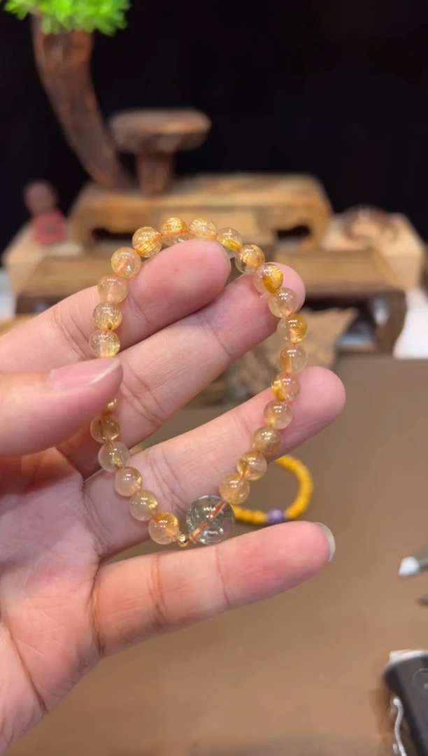 水晶手链18K金镶嵌手饰@@E6324