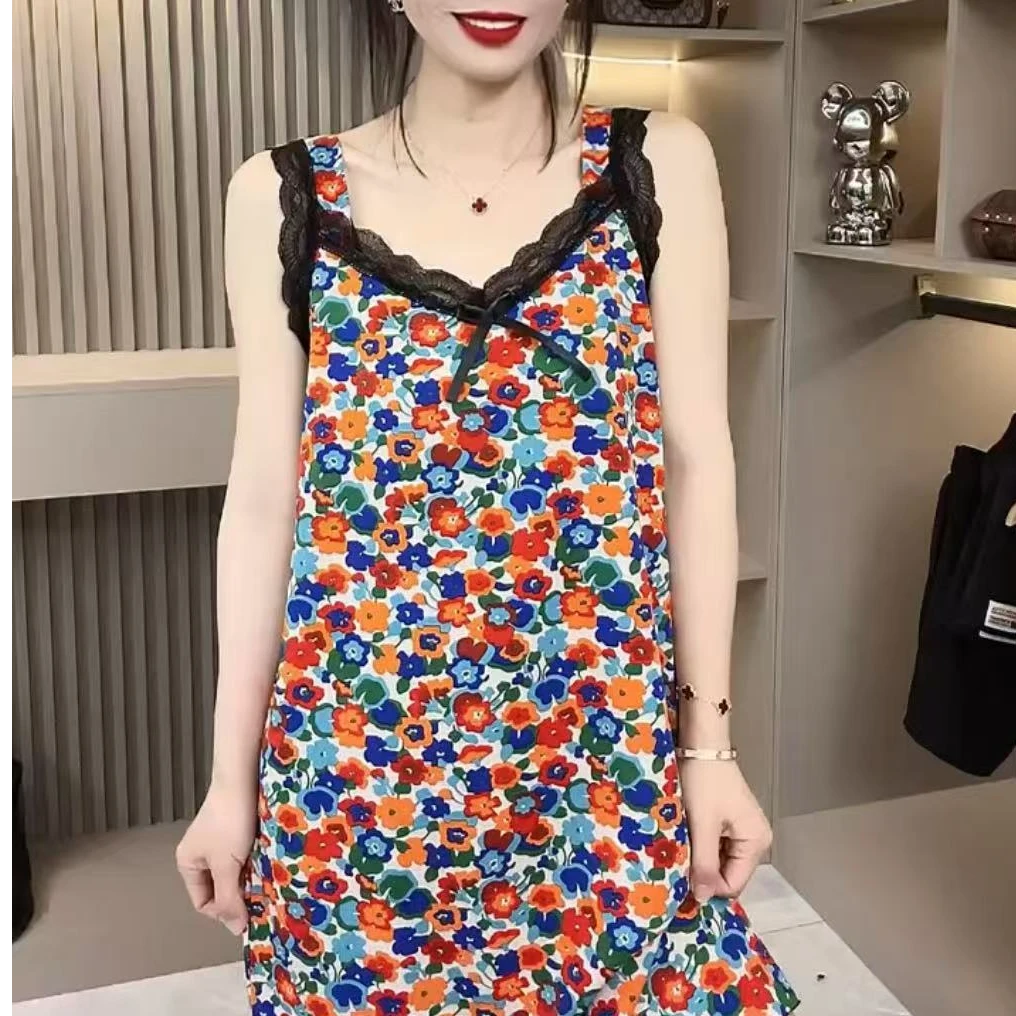 性感无袖甜美舒适吊带睡裙夏季蕾丝时尚睡衣气质家居服网红爆款