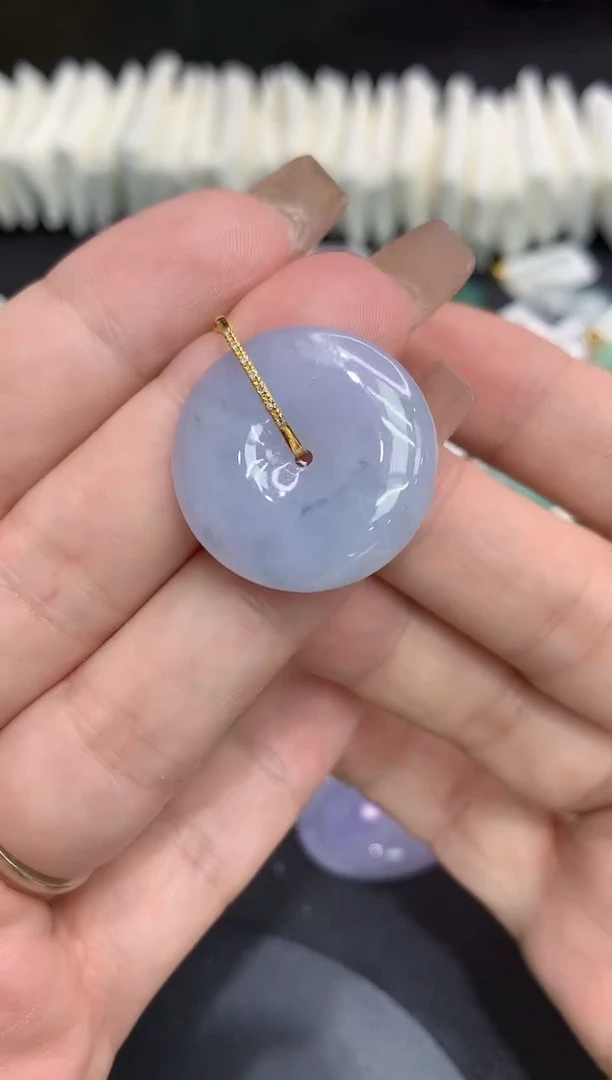 吊坠(不含链)18K金镶嵌翡翠111