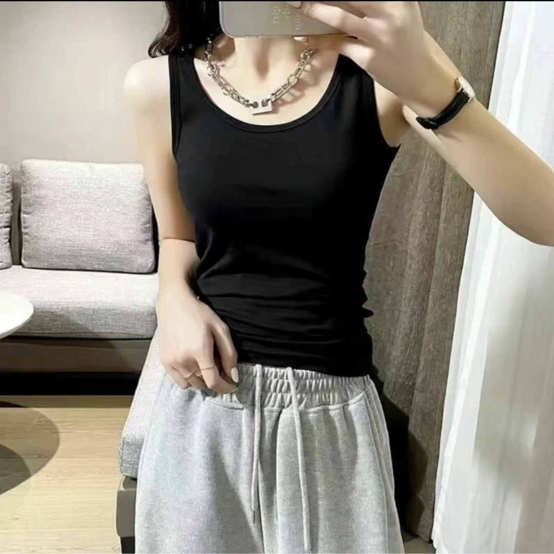 2024纯色吊带一字肩大领口打底衫